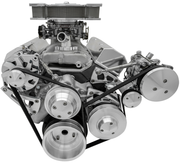 Small Block Chevy Long Water Pump Serpentine System - All Inclusive, Sanden 508