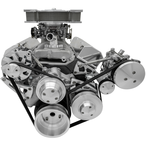 Chevy Small Block : Long Water Pump Ultra Serpentine System - AC & PS