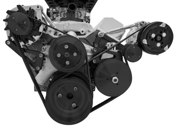 Black Small Block Chevy Serpentine Conversion : Deluxe : AC & PS
