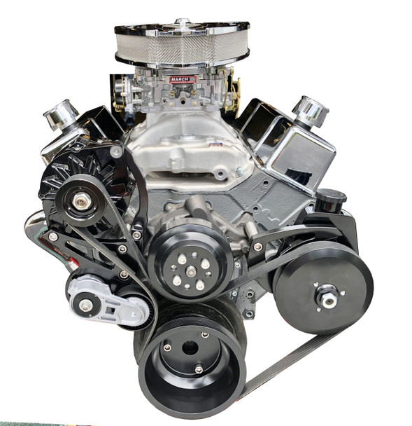 Black Small Block Chevy Serpentine Conversion System Ultra Custom w/ Tensioner
