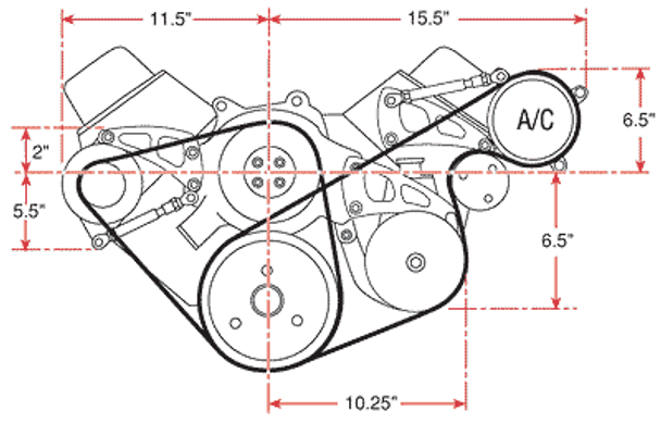 Chevy Small Block - Long Water Pump Mid-Mount Ultra Alternator Only Serpentine System