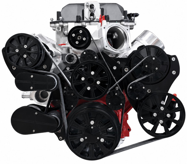 Chevy LSA Supercharged Evolution Serpentine System - Black Anodize AC