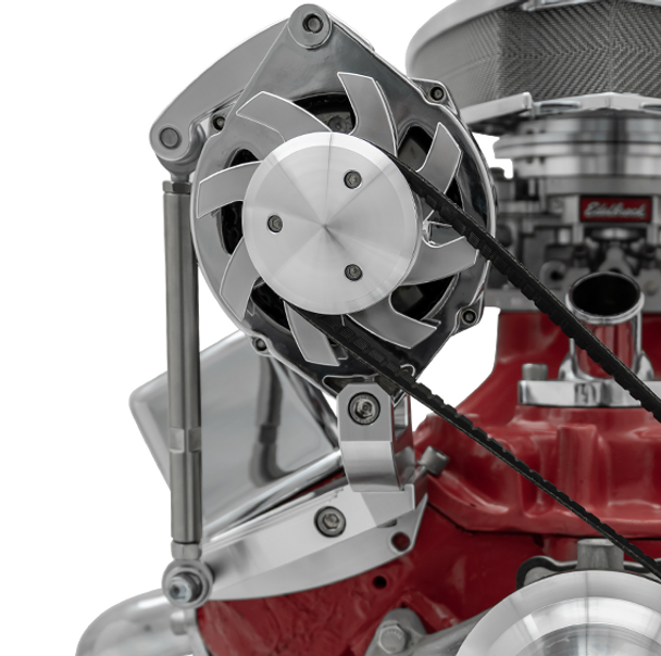 Small Block Chevy Ultra Inward Passenger Side Alternator Bracket for Short Water Pumps
