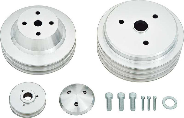 Small Block Chevy Long Water Pump High Flow V-Belt Pulley Kit

