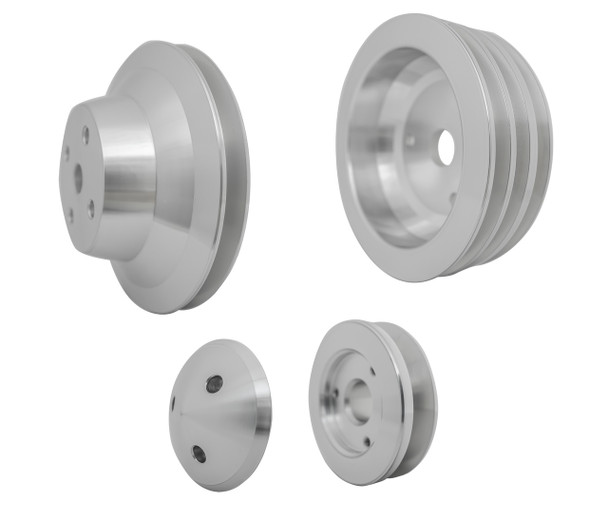 Small Block Chevy Short Water Pump High Flow V-Belt Pulley Kit