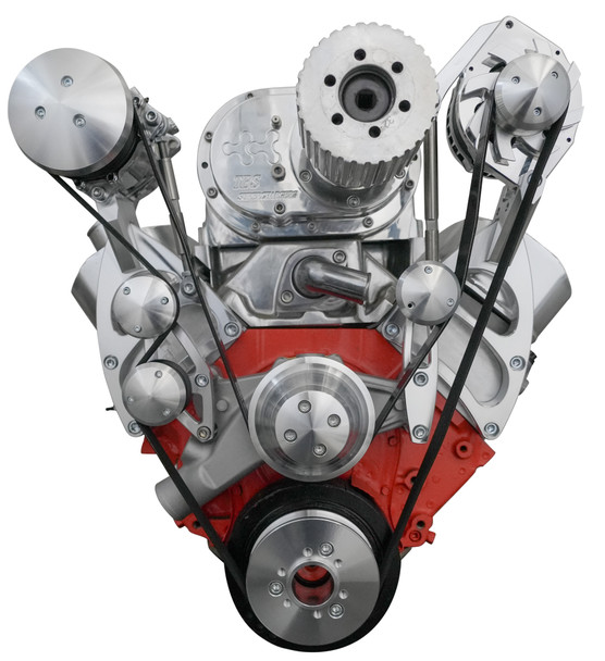 Big Block Chevy Serpentine Conversion High Mount for Blower, ALT & AC Clear