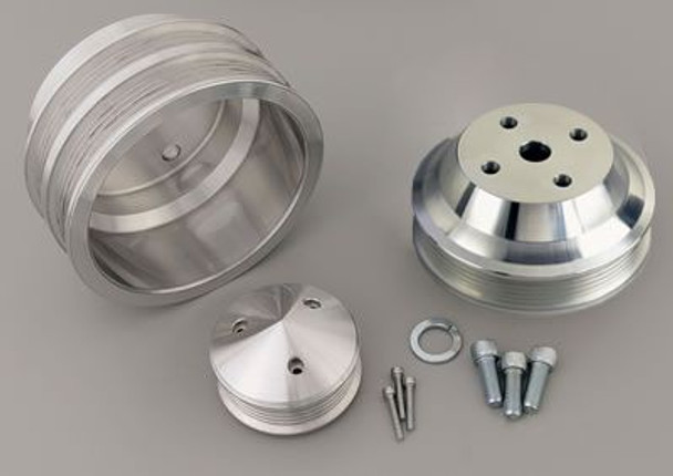 Big Block Chevy Mid-Performance Serpentine Pulley Kit for Long Water Pumps (2V Crank, 1V WP)