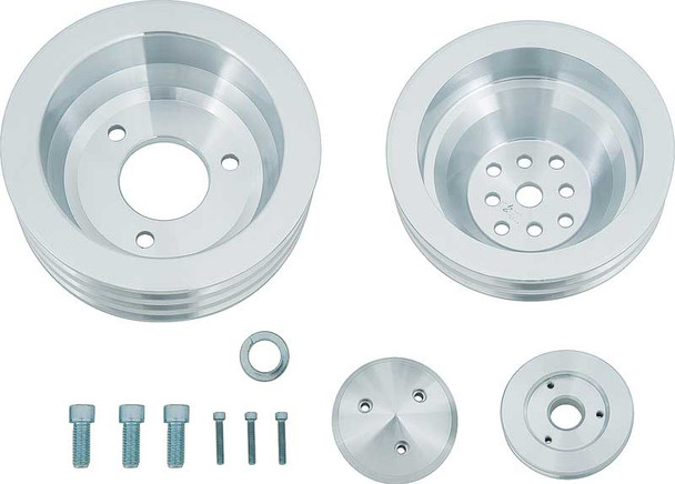 Big Block Chevy High Flow V-Belt Pulley Kit for Short Water Pumps, Clear