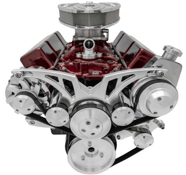Chevy Big Block All Inclusive Style Track Serpentine System for 1963-'82 Corvettes w/o AC, Clear