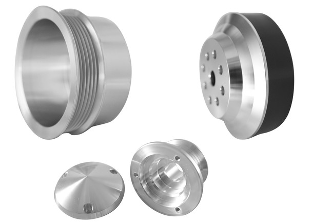 Small Block Ford Power and Amp Series Serpentine Pulley Kit, CLEAR Small Block Ford Power and Amp Series Serpentine Pulley Kit, CLEAR