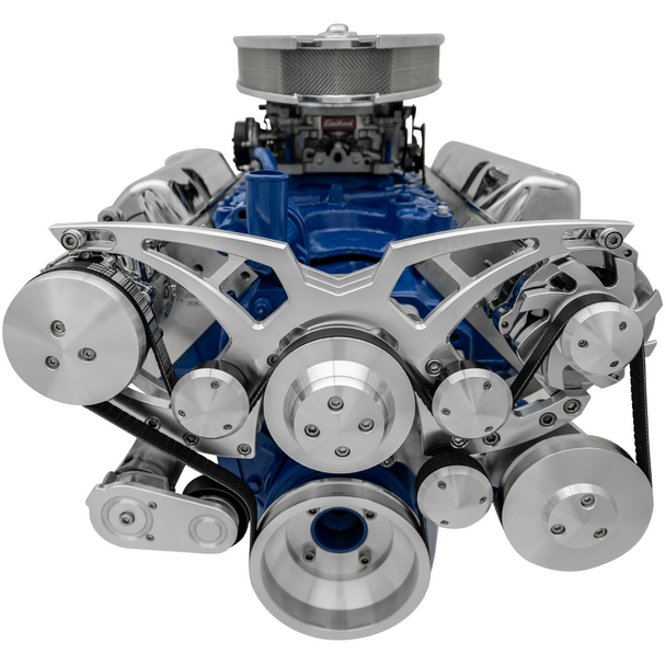 Ford 351 Cleveland All Inclusive Style Track Serpentine System w/ AC, Clear