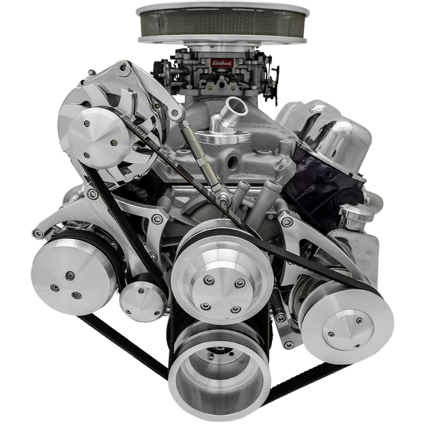 Small Block Chrysler Ultra Serpentine Conversion Kit w/ AC, Clear, High