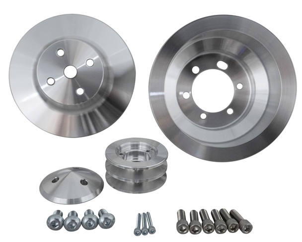 Small Block Chrysler High Flow V-Belt Pulley Kit (3V), Clear