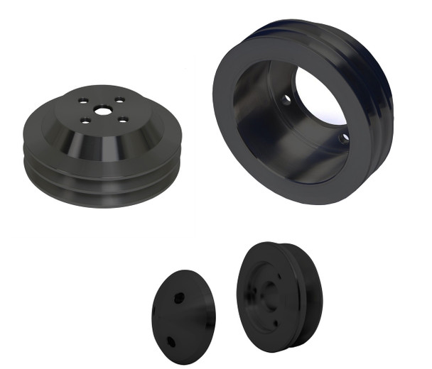 Oldsmobile 350/455 V-Belt Pulley Kit (2V), Black