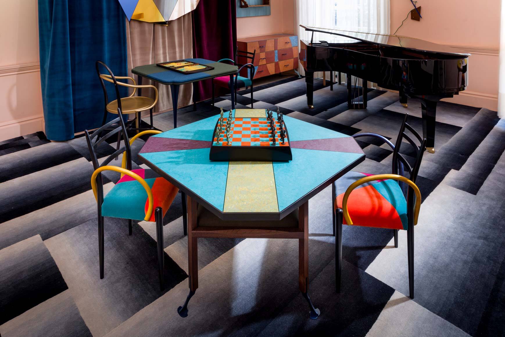 Dedar in use: chairs and curtains Adamo & Eva, table tops Chapeau, sheers Zen Light