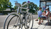 The Dero Bike Bike Rack locks up parallel with the rack, helping to keep right of ways clear. The Dero Bike Bike Rack locks up parallel with the rack, helping to keep right of ways clear.