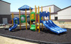 8" Playground Border Timbers are used to contain rubber mulch and rubber nuggets on a playground site