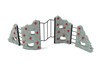 Craggy Mountain Rock Climber Front View with Matte Black Posts & Rails, Gray Climbing Walls and Primary Red Hand Holds