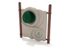 Drum Beats Free Standing Panel with Brown Posts, Beige Panel, Hunter Green Drum and Beige & Primary Green Music Note Insert