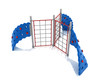 3 Panel Rope Challenger Climber - Silver Posts/Brick Red Rails/Pacific Blue Plastic/Primary Red Handholds