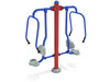 Double Station Chest Press - Cobalt Blue Rails/Brick Red Post