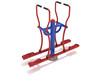 Outdoor Double Station Glider - Brick Red Rails/Cobalt Blue Post