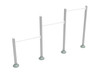 Triple Station Inclined Chin-Up Bars - White Rails/Silver Posts