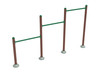 Triple Station Inclined Chin-Up Bars - Rainforest Green Rails/Brown Posts