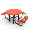 46" Round Solid Top w Expanded Metal Seats and 3 Seat Accessible