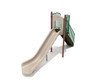 5' Straight Single Slide with Beige Plastic, Brown posts and Rainforest Green rails