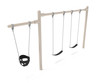 Single Post 1-Bay 1-Cantilever Swing in Sand Dollar with Black Belt and Bucket Seats