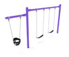 Single Post 1-Bay 1-Cantilever Swing in Purple with Black Belt and Bucket Seats