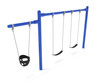 Single Post 1-Bay 1-Cantilever Swing in Cobalt Blue with Black Belt and Bucket Seats