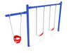 Single Post 1-Bay 1-Cantilever Swing in Cobalt Blue with Red Belt and Bucket Seats