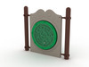 Ball Maze Free Standing Panel with Brown Posts, Beige Panel and Primary Green Insert