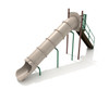 7' Straight Tube Slide with Beige Plastic, Brown posts and Rainforest Green rails