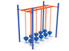 Double Row Pebble Bridge Playground Climber - Cobalt Blue Posts, Orange Rails and Pacific Blue Plastic