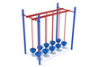 Double Row Pebble Bridge Playground Climber - Cobalt Blue Posts, Brick Red Rails and Pacific Blue Plastic