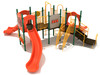 Henderson Spark Playground Structure - Custom Colors (Orange Slides; Rainforest Green Posts; Sunglow Yellow Rails; Beige/Orange Panels; Beige Climbers