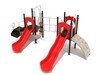 Ponce Inlet Spark Structure - Custom Colors (Primary Red Slides; Sand Dollar Rails; Matte Black Posts; Beige/Primary Red Climbers)