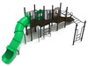 Lake Geneva Spark Structure - Custom Colors (Primary Green Slides; Matte Black Posts/Rails; Beige Panels)