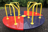 The Classic Merry Go Round by Sportsplay - 8ft  Multi Colored with Red & Purple Floor with Yellow Handles