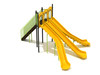 8' Freestanding Triple Sectional Split Slide with Sunglow Yellow plastic, Black posts and Lime Green rails