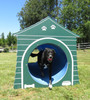 Double Bow Wow Barrel with custom dog house in Green