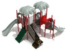 Custom Colors - Gray Roofs/Slides, Primary Red Bridge, Hunter Green Climber, Silver Rails, Brick Red Posts