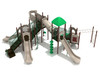 Chagrin Falls Spark Playground - Custom Colors (Beige Slides; Rainforest Green Rails; Brown Posts; Primary Green Roof)