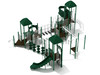 Cottonwood Spark Playground - Custom Colors (Hunter Green Roofs/Posts/Slides; White Rails; White/Hunter Green Climbers)