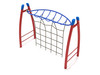 Curved Post Overhead Inverted Horizon Climber with Rope Attachment - Brick Red Posts, Cobalt Blue Post, Pacific Blue Caps