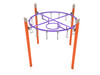 Single Post Circle Overhead Swinging Ring Ladder with Orange Posts, Purple Rails and Beige Caps