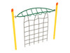 Single Post Overhead Inverted Horizon Climber with Rope Attachment - Sunglow Yellow Posts, Rainforest Green Rail, Orange Caps